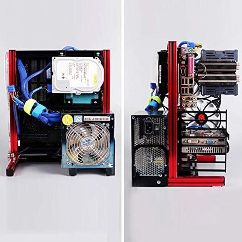 M ATX/ATX/ITX Motherboard Chassis DIY Set,Computer Aluminum Open Air Frame Chassis Case, Vertical Overclocking Open Aluminum Frame Chassis Rack,Good Heat Dissipation(Red) in Kuwait