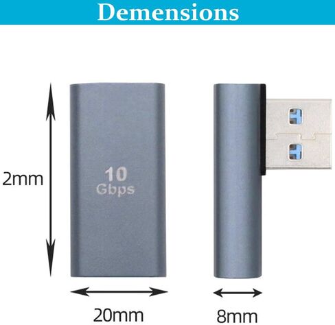 Warmstor 4 Pack 10Gbps USB 3.0 Male to Female Adapter 90 Degree Left Angle and Right Angle USB Cable Extension Connector Aluminum Alloy Shell Support 3A Charging Speed in Kuwait
