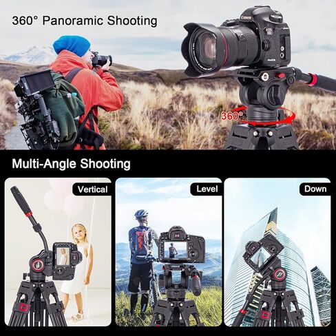 افيلا نظام ثلاثي القوائم للفيديو VH501، حامل ثلاثي القوائم احترافي من الالومنيوم شديد التحمل 72 انش، مع رأس قابل للفصل قابل للفصل وامالة بحد اقصى 13 باوند، لكاميرا كانون ونيكون وسوني واوليمبوس in Kuwait