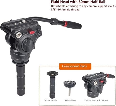 افيلا نظام ثلاثي القوائم للفيديو VH501، حامل ثلاثي القوائم احترافي من الالومنيوم شديد التحمل 72 انش، مع رأس قابل للفصل قابل للفصل وامالة بحد اقصى 13 باوند، لكاميرا كانون ونيكون وسوني واوليمبوس in Kuwait