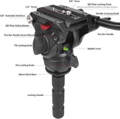 افيلا نظام ثلاثي القوائم للفيديو VH501، حامل ثلاثي القوائم احترافي من الالومنيوم شديد التحمل 72 انش، مع رأس قابل للفصل قابل للفصل وامالة بحد اقصى 13 باوند، لكاميرا كانون ونيكون وسوني واوليمبوس in Kuwait