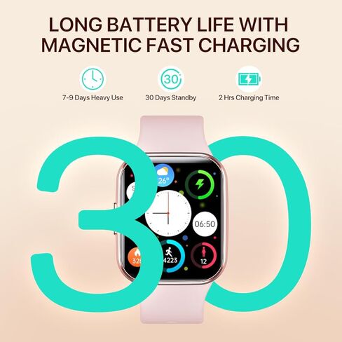 ساعة ذكية WalkerFit A1، Reloj Inteligente، متتبع اللياقة البدنية مع مراقب معدل ضربات القلب/ضغط الدم SpO2، لمس 1.7 بوصة، IP68 مقاوم للماء Reloj متوافق مع iOS، ساعة ذكية Android للنساء والرجال، أسود in Kuwait