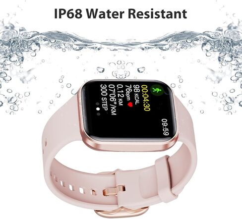 ساعة ذكية WalkerFit A1، Reloj Inteligente، متتبع اللياقة البدنية مع مراقب معدل ضربات القلب/ضغط الدم SpO2، لمس 1.7 بوصة، IP68 مقاوم للماء Reloj متوافق مع iOS، ساعة ذكية Android للنساء والرجال، أسود in Kuwait