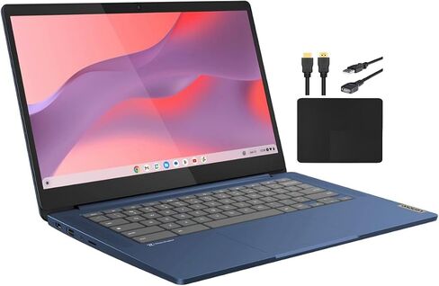 Lenovo 2023 Newest 14'' FHD Touchscreen Slim 3 Chromebook Laptop Business Student, 8-Core MediaTek Kompanio 520 Processor, 4GB RAM, 64GB eMMC, WiFi 6,Chrome OS+MarxsolCables, Abyss Blue in Saudi Arabia