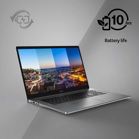 Acer Chromebook 317 CB317-1H-C6RK Laptop | Intel Celeron N4500 | 17.3" Full HD IPS Display | 4GB LPDDR4X | 128GB eMMC | Intel Wireless Wi-Fi 6 AX201 802.11ax | Chrome OS, Silver in Saudi Arabia