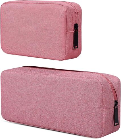 Canvas Waterproof Universal Electronic Accessories Organizer for Power Bank,Charging Cords,Chargers,Mouse,USB Cable,Earphones and More Out-going, Business Travel Gadget Bag,Black(Small+Big) in Kuwait