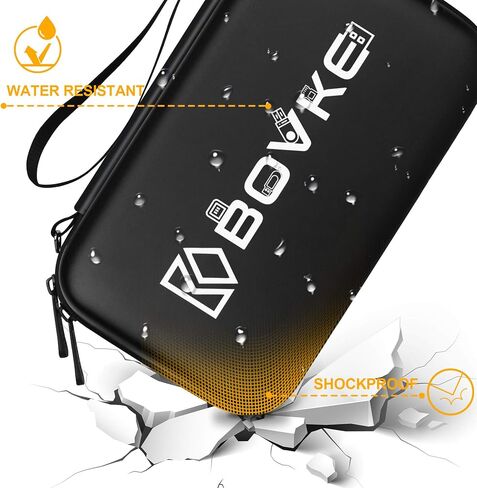 BOVKE Flash Drive Case USB Case Holder Hard Drive Case Electronic Organizer SD Card Memory Storage Case Compatible With Sandisk, Samsung Thumb Drives, Extra Pocket for Power Bank, Charger Cable, Black in Saudi Arabia