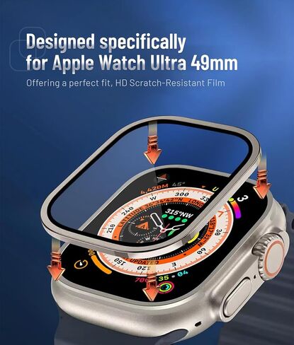 Nhoebwe Apple Watch Ultra Screen Protector 49mm، زجاج مقسى 9H + إطار من سبائك التيتانيوم، [حافظ على الأصل] [حساس للمس] طبقة زجاجية واقية خفيفة الوزن لـ iwatch Ultra 2 Pack، أسود (iwatch Ultra 49 مم، برتقالي) in Kuwait