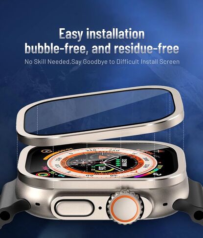 Nhoebwe Apple Watch Ultra Screen Protector 49mm، زجاج مقسى 9H + إطار من سبائك التيتانيوم، [حافظ على الأصل] [حساس للمس] طبقة زجاجية واقية خفيفة الوزن لـ iwatch Ultra 2 Pack، أسود (iwatch Ultra 49 مم، برتقالي) in Kuwait