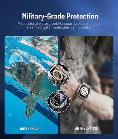 Nhoebwe Apple Watch Ultra Screen Protector 49mm، زجاج مقسى 9H + إطار من سبائك التيتانيوم، [حافظ على الأصل] [حساس للمس] طبقة زجاجية واقية خفيفة الوزن لـ iwatch Ultra 2 Pack، أسود (iwatch Ultra 49 مم، برتقالي) in Kuwait