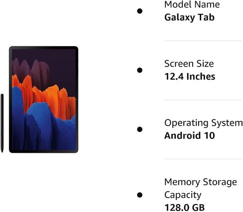 SAMSUNG Galaxy Tab S7+ Wi-Fi, Mystic Black - 128GB (SM-T970NZKAXAR) (Renewed) in Saudi Arabia