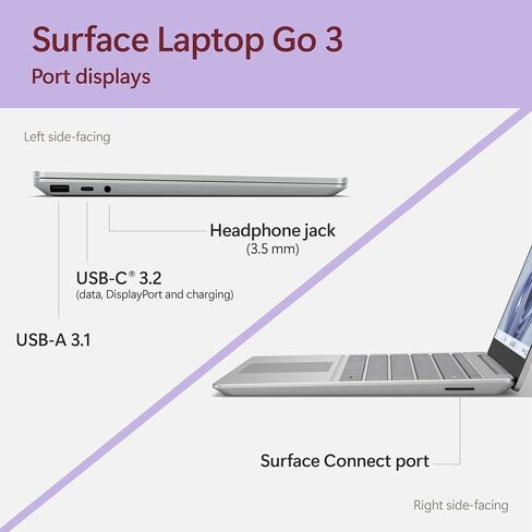 Microsoft Surface Laptop Go 3 (2023) - 12.4" Touchscreen, Thin & Lightweight, Intel Core i5, 8GB RAM, 256GB SSD SSD, with Windows 11, Ice Blue Color in Saudi Arabia