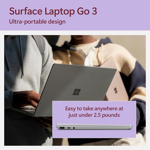 Microsoft Surface Laptop Go 3 (2023) - 12.4" Touchscreen, Thin & Lightweight, Intel Core i5, 8GB RAM, 256GB SSD SSD, with Windows 11, Ice Blue Color in Saudi Arabia