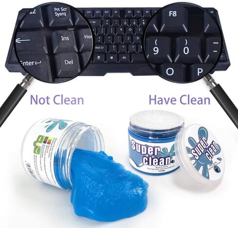 منظف ​​الغبار من Rong Xuan Super Clean Keyboard Slime، طين ناعم من الغبار للوحة المفاتيح السحرية قابل لإعادة الاستخدام، منظف جل الغبار العالمي للهاتف وفتحات السيارة وأجهزة الكمبيوتر المحمولة والكاميرات والطابعات والآلات الحاسبة والشاشات (أزرق) in Kuwait
