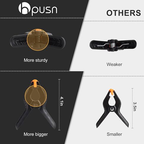 Hpusn خلفية الربيع المشابك 6 حزمة، 4.5 بوصة مقاطع الثقيلة لحامل الخلفيات، خلفيات استوديو الصور الورقية، خلفية الموسلين، قماش in Kuwait