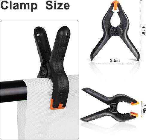 Hpusn خلفية الربيع المشابك 6 حزمة، 4.5 بوصة مقاطع الثقيلة لحامل الخلفيات، خلفيات استوديو الصور الورقية، خلفية الموسلين، قماش in Kuwait