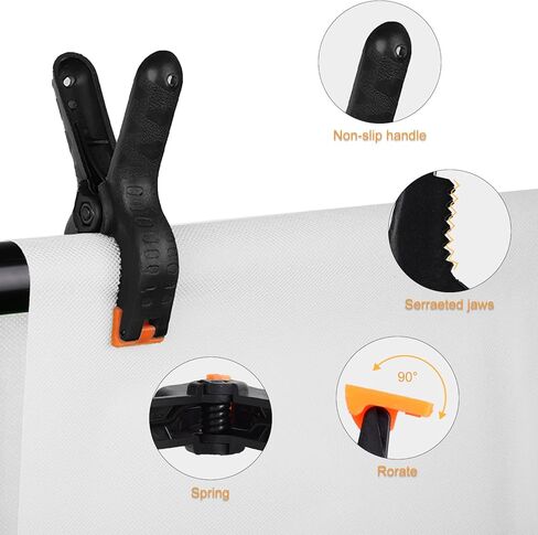 Hpusn خلفية الربيع المشابك 6 حزمة، 4.5 بوصة مقاطع الثقيلة لحامل الخلفيات، خلفيات استوديو الصور الورقية، خلفية الموسلين، قماش in Kuwait