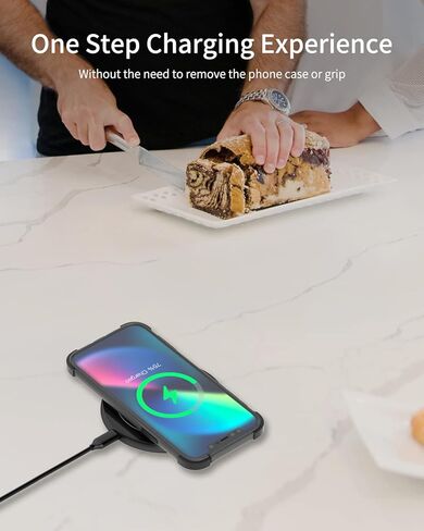 شاحن هاتف لاسلكي KPON لجرابات Popsocket/OtterBox/سميكة تصل إلى 10 مم - محطة شحن هاتف لاسلكية بحد أقصى 15 وات، متوافق مع iPhone 15/14/13/12 (المحول غير متضمن) in Kuwait
