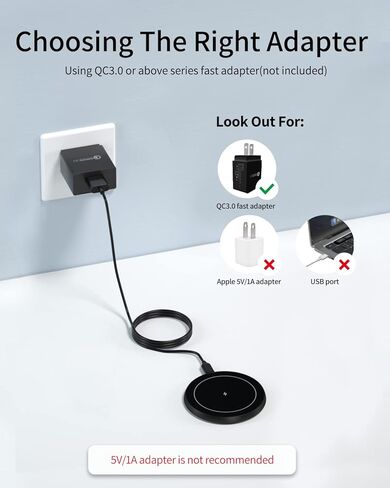 شاحن هاتف لاسلكي KPON لجرابات Popsocket/OtterBox/سميكة تصل إلى 10 مم - محطة شحن هاتف لاسلكية بحد أقصى 15 وات، متوافق مع iPhone 15/14/13/12 (المحول غير متضمن) in Kuwait