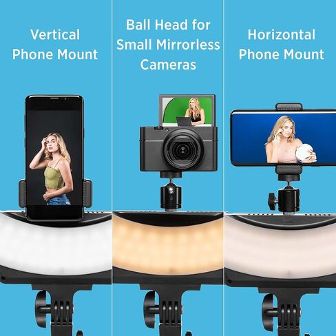 طقم إضاءة حلقية LED ثنائية اللون قابلة للتعتيم مقاس 19 بوصة من Fovitec مع ميكروفون Lavalier لمدونات الفيديو، ودروس التجميل، والبودكاست، والبث المباشر in Kuwait