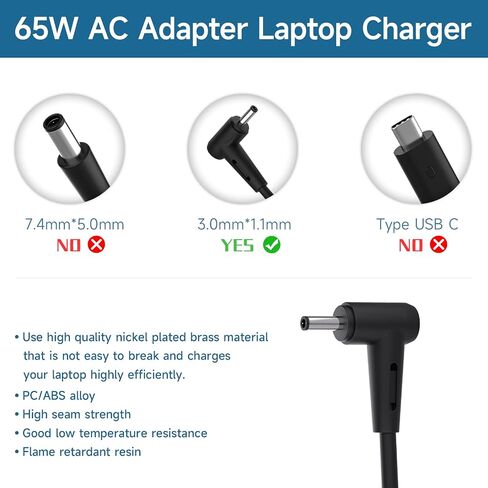 Acer 65W Laptop Charger for Acer Chromebook 11 13 14 15 R11 R13 CB3 CB5 C740 C720 C738T C731 C738T CB3-532 N15Q8 N15Q9 N16Q1 A13-045N2A A11-065N1A Spin 1 3 5 Swift 3 N16P1 CB3-131 Power Supply Cord in Saudi Arabia