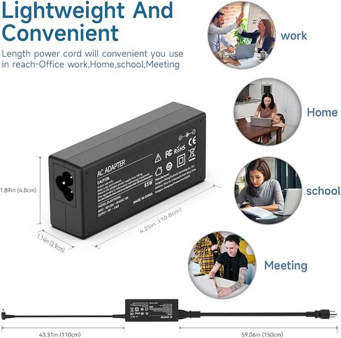 Acer 65W Laptop Charger for Acer Chromebook 11 13 14 15 R11 R13 CB3 CB5 C740 C720 C738T C731 C738T CB3-532 N15Q8 N15Q9 N16Q1 A13-045N2A A11-065N1A Spin 1 3 5 Swift 3 N16P1 CB3-131 Power Supply Cord in Saudi Arabia