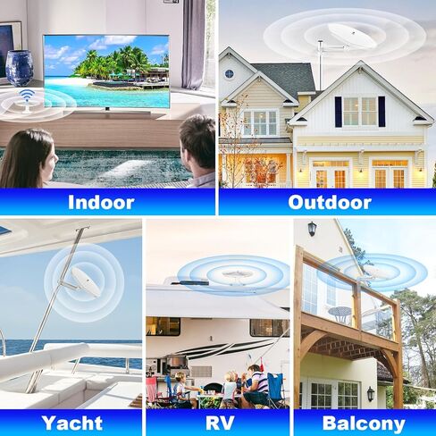 Outdoor TV Antenna 360° Omni-Directional Reception Long 100+ Miles Range Enhance VHF&UHF 4K Ready HDTV Antenna with Added Stability for Outdoor/Attic/RV Use - 32ft RG6 Coax Cable in Kuwait