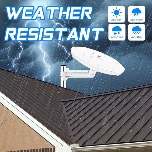 Outdoor TV Antenna 360° Omni-Directional Reception Long 100+ Miles Range Enhance VHF&UHF 4K Ready HDTV Antenna with Added Stability for Outdoor/Attic/RV Use - 32ft RG6 Coax Cable in Kuwait
