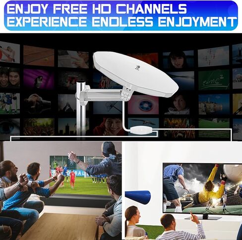 Outdoor TV Antenna 360° Omni-Directional Reception Long 100+ Miles Range Enhance VHF&UHF 4K Ready HDTV Antenna with Added Stability for Outdoor/Attic/RV Use - 32ft RG6 Coax Cable in Kuwait