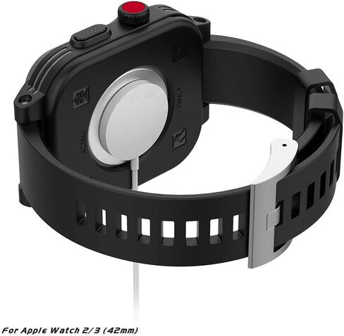 شيل بوكس كيهس ساعة ابل سيريز 3 و2 مقاومة للماء مقاس 42 ملم مع سوار سيليكون ناعم ممتاز وشاشة حماية مدمجة، حافظة حماية رفيعة ورفيعة ومقاومة للصدمات والسقوط لساعة ابل (اسود) in Kuwait