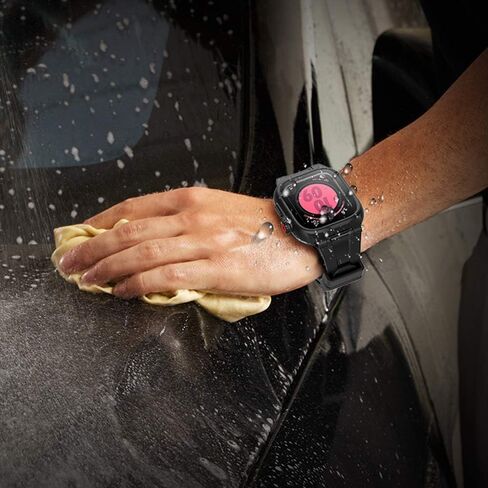 شيل بوكس كيهس ساعة ابل سيريز 3 و2 مقاومة للماء مقاس 42 ملم مع سوار سيليكون ناعم ممتاز وشاشة حماية مدمجة، حافظة حماية رفيعة ورفيعة ومقاومة للصدمات والسقوط لساعة ابل (اسود) in Kuwait