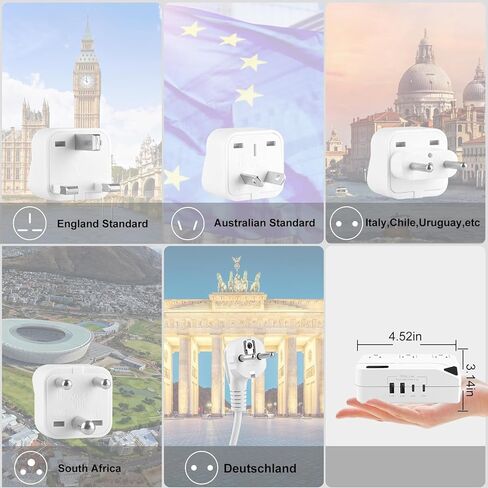 fbdd محول الجهد لنا إلى أوروبا ومحول السفر العالمي، 2300 واط 220 فولت إلى 110 فولت محول الطاقة التحرير والسرد، 4 محول powe المكونات، محول السفر محول الهاتف الخليوي لمجفف الشعر للمملكة المتحدة إيطاليا in Kuwait