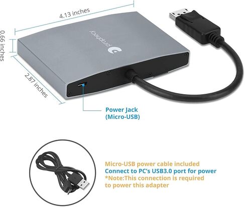 gofanco Prophecy 1x3 DisplayPort 1.2 to 3 Port DisplayPort Adapter – DP to Triple DisplayPort MST Hub with Extended Display Mode - 4K @30Hz, for Windows PCs, Not Mac OS Compatible, TAA Compliant in Saudi Arabia