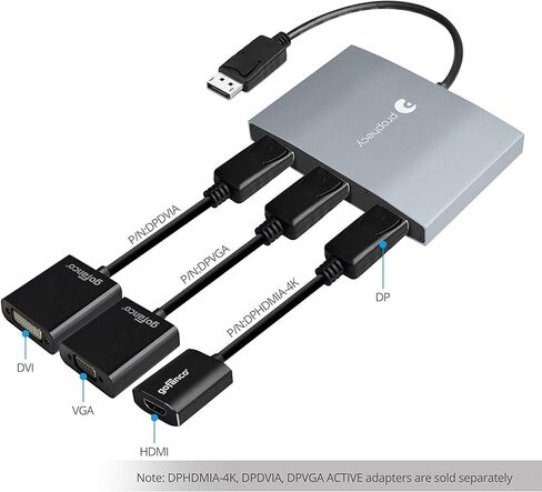 gofanco Prophecy 1x3 DisplayPort 1.2 to 3 Port DisplayPort Adapter – DP to Triple DisplayPort MST Hub with Extended Display Mode - 4K @30Hz, for Windows PCs, Not Mac OS Compatible, TAA Compliant in Saudi Arabia
