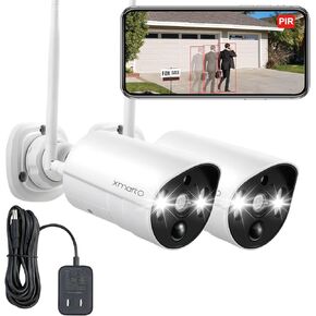 كاميرا أمان منزلية لاسلكية للكشف عن الحرارة من XMARTO، 2 حزمة، كاميرات واي فاي عالية الدقة 2K، رؤية ليلية ملونة بإضاءة الفيضانات، صوت ثنائي الاتجاه، صفارة إنذار بنقرة واحدة (مراقبة على مدار الساعة طوال أيام الأسبوع، حفظ إلى SD أو NVR أو Cloud، ww. Alexa،  in Kuwait