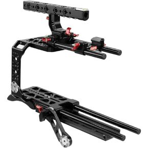 قفص كاميرا CAMTREE Blackmagic Ursa Mini CNC لحامل حامل ثلاثي القوائم ، وسادة كتف مريحة مع قضبان سكك، Rosette ARM لالتقاط فيديو سلس (CHBMUMC) in Kuwait