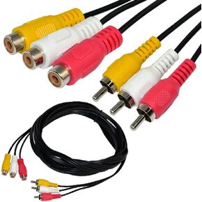 MagicW 5ft 3 RCA Male to 3 RCA Female Audio Video Extension Cable 3RCA Male to Female Audio Composite Extension Video Cable DVD AV TV UK in Kuwait