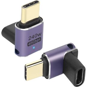 QIANRENON 240W 40Gbps USB4.0 C Adapter Type C 4.0 Male to Female Connector, with LED Indicator, Support 8K Audio and Video Transmission, for Smartphone Tablet Steam Deck, 2 Pcs (Passthrough F/M)