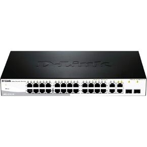 D-Link 28-Port Fast Ethernet Web Smart Switch including 2 Gigabit BASE-T and 2 Gigabit Combo BASE-T/SFP Ports (DES-1210-28)