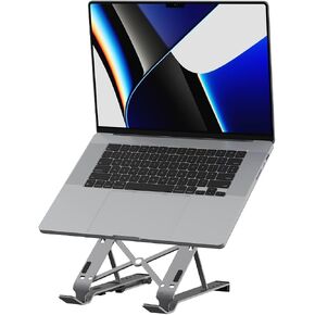 j5create Foldable Aluminum Laptop Stand with USB 4-Port Hub, Portable Notebook Riser with 4 USB3.2 Ports for MacBook, Laptop, Phone and Tablets up to 16 inch (JTS223) in Kuwait