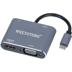 موزع USB نوع سي 4 في 1 الى بي دي، 4 كيه اتش دي ام اي، في جي ايه، محول يو اس بي 3.0، يدعم عرض الشاشة وقراءة ملفات الوسائط المتعددة USB للمكتب in Kuwait