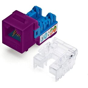 كابل TRUE CABLE Cat6A Unshielded (UTP) Keystone Jack، وحدة أنثى RJ45 مثقوبة بزاوية 90 درجة، PoE++ 4PPoE، مدرج في قائمة UL ومعتمد من TIA، أزرق، 12 حزمة in Kuwait