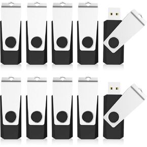 KEXIN 10 Pack 64GB Flash Drive USB Flash Drive Thumb Drive Memory Stick USB Drive Swivel Drive Jump Drive Black (64 GB, 10 Pack)