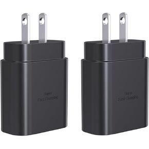 محول طاقة شحن سريع للغاية من سامسونج USB-C - كتلة شاحن PD بقدرة 25 وات لهواتف iPhone 15/15 Plus/ 15 Pro/ 15 Pro Max/iPhone 14/iPhone 13/iPhone 12/iPad/iPad Pro/Mini/AirPod (عبوتان)