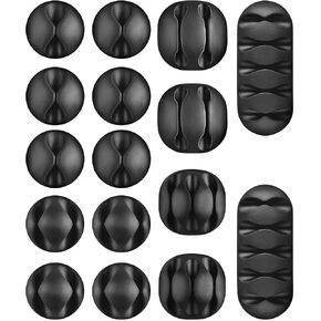 Tevado 16 Pack Cable Management, Premium Black Cable Clips Holders, Multi-Purpose Cable Cord Organizer Clips for Home and Office, Silicone Desk Self-Adhesive Cord Wire Holders in Kuwait