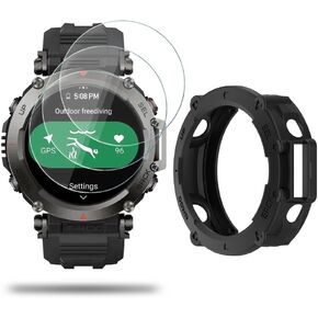 XIN HUA Watch Screen Protector (3+1Pack) Compatible for Amazfit Rex Ultra, Tempered Glass Film Anti-Scratch High Definition Full Coverage and Soft TPU Protective Case in Kuwait