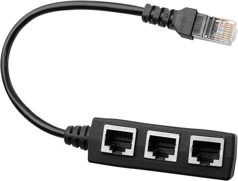 RJ45 Ethernet Splitter Cable, RJ45 1 Male to 3 x Female LAN Ethernet Splitter Adapter/Network Cable Suitable Super Cat5, Cat5e, Cat6, Cat7 LAN Ethernet Socket Connector Adapter in Saudi Arabia
