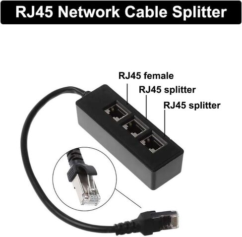 RJ45 Ethernet Splitter Cable, RJ45 1 Male to 3 x Female LAN Ethernet Splitter Adapter/Network Cable Suitable Super Cat5, Cat5e, Cat6, Cat7 LAN Ethernet Socket Connector Adapter in Saudi Arabia