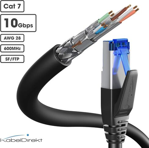 Cat 7 Ethernet Cable with Break-Proof Design, Internet Cable & LAN Cable – 6ft (Network Cable, 10Gbit/s for Maximum Fiber Optic Speed, Ultra-Secure Triple Shielding, RJ45 Plug) – by CableDirect in Saudi Arabia