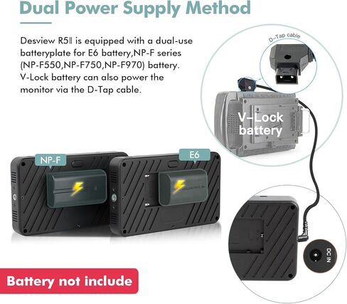 ديسفيو شاشة ميدانية للكاميرا R5II مقاس 5.5 انش 1920 × 1080 IPS تعمل باللمس بالكامل بدقة 4 كيه ومنفذ HDMI مع حامل هوت شو وواقي من الشمس in Kuwait